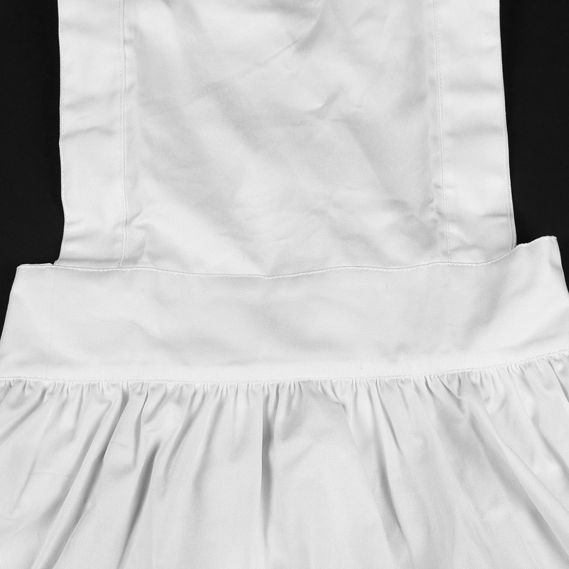 Princess Ruffles Hem Cotton Apron Adjust Waist Women Girl White