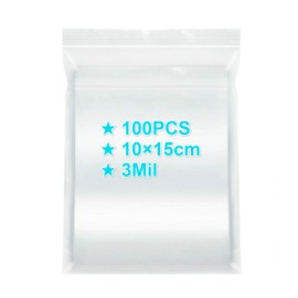 Ziplock Bags 10×15cm, 100PCS, 3 Mil Extra Thick Medium Size Clear Plastic Resealable Bags with Lock Seal Zipper, Storage Pouches Grip Seal Bags for Jewelry Mask Incense Packaging