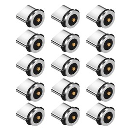 Mikikit 30 Pcs Charging Cable Magnetic Head USB Charger Magnetic Cable Magnetic Connector Tip Rotating Magnetic Phone Adapter Tip Mobile Type Magnetic Attraction to Rotate Aluminum