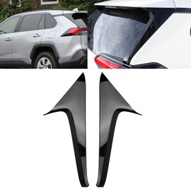 x xotic tech Exterior Rear Spoiler Wing Side Beveled Window Sill Pillar Molding Cover Trim, Glossy Black, Compatible with Toyota RAV4 2019-2024