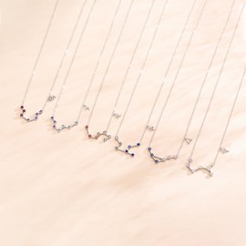 CHENGHONG Leo Necklace 925 Sterling Silver Birthstone Necklace Leo Zodiac Pendant Necklace Birthstone Jewellery Birthday Leo Gifts for Women