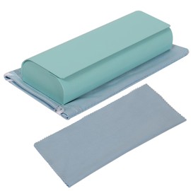 AMOJA Glasses case, hard case, high-quality PU leather material, compatible with most glasses and sunglasses, comes with glasses bag and cleaning cloth., Green