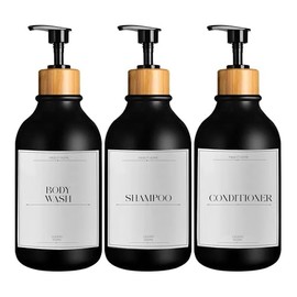 Kit de 3 Dispensadores de Jabon | 500 ML de Capacidad | Set de Juego de Baño para Manos | Botellas Dispensadoras de Shampoo (Negro)