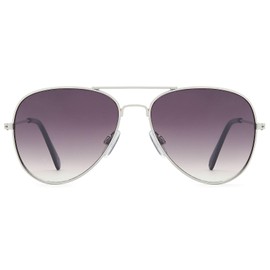 styleBREAKER 09020059 Children's Aviator Glasses with Stainless Steel Metal Frame, Mirrored or Tinted, Aviator Glasses, Sunglasses, Frame silver / glass grey gradient