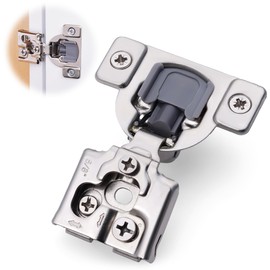 DecoBasics 2 Pack 5/8" Overlay Soft Close Cabinet Hinges - Satin Nickel Self Closing for Kitchen - Concealed With Built-in Damper - 3 Way Adjustability