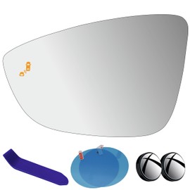 EAP Driver Side Mirror Glass Compatible with Volkswagen Passat 2016-2022, Heated with Blind Spot, Without Auto Dimming, 561857521T