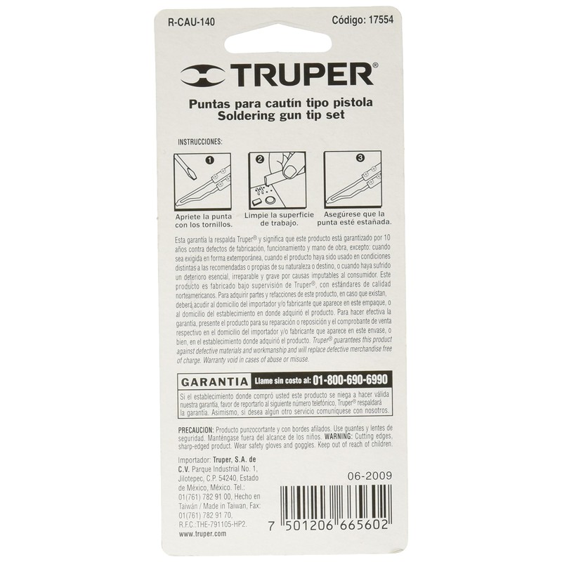 Truper R-CAU-140, Puntas de repuestos para cautín tipo pistola CAU-140,