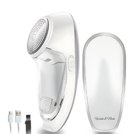 Fabric Shaver, Lint Remover, Rechargeable Lint Shaver with Durable Sharp Blades for Clothes & Upholstery - USB Charging Cable Included - Travel-Friendly & Ergonomic Design - Wants & Needs White Color