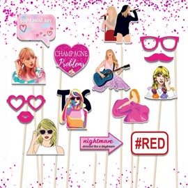 LASLU 25pcs Taylor Birthday Party Decorations Photo Booth Props, TS Party Decorations Photo Props, Birthday Party Favors, Music Lyrics Photo Booth Props for Girls Party, Music Lover Photo Booth Props