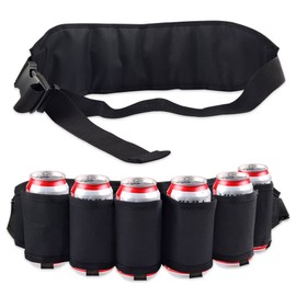 Gokelomg 6 Portable Bottle Waist Belt Bag Bottles Drinks Can Holder Black