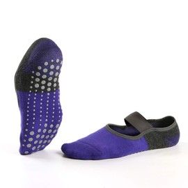 Yoga-Socks with Grips for Women, Cushioned-Toeless-Five-Toe Non-Slip Socks for Pilates, Barre, Ballet, Dance, Fitness 2Pairs Hicomlor (Purple)