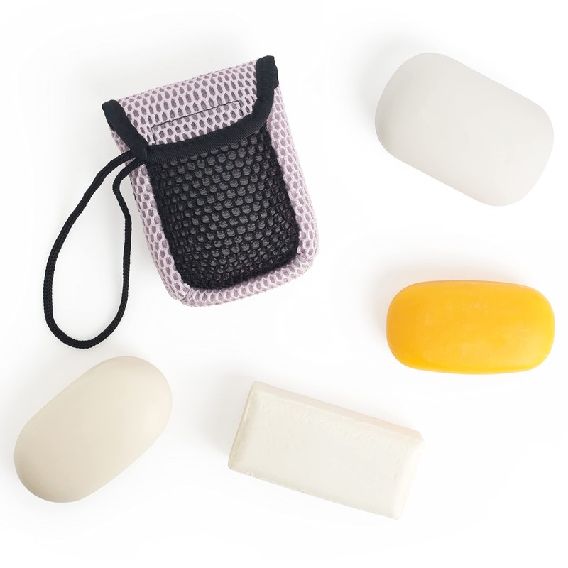 MainBasics Exfoliating Bar Soap Pouch Dual-Sided Body Scrubber - Fits