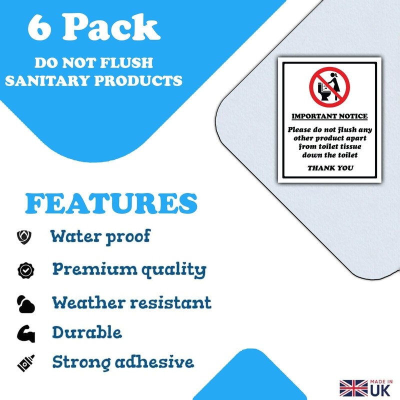 Do Not Flush Sanitary Products, Wipes Down Toilet - 6
