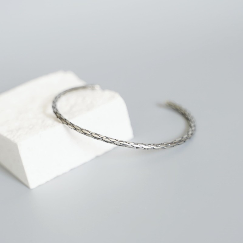 SUGARKITTEN LONDON Sterling Silver Oxidized Solid Snake Knot Cuff Bangle