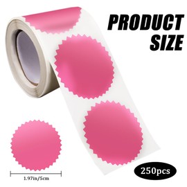 CRASPIRE 250Pcs Envelope Seals Stickers Blank Stickers Pink Certificate Award Seals Stickers Metallic Stickers with Serrated Edge 2" Round Labels Foil Stickers for Package Wedding Envelope Graduation