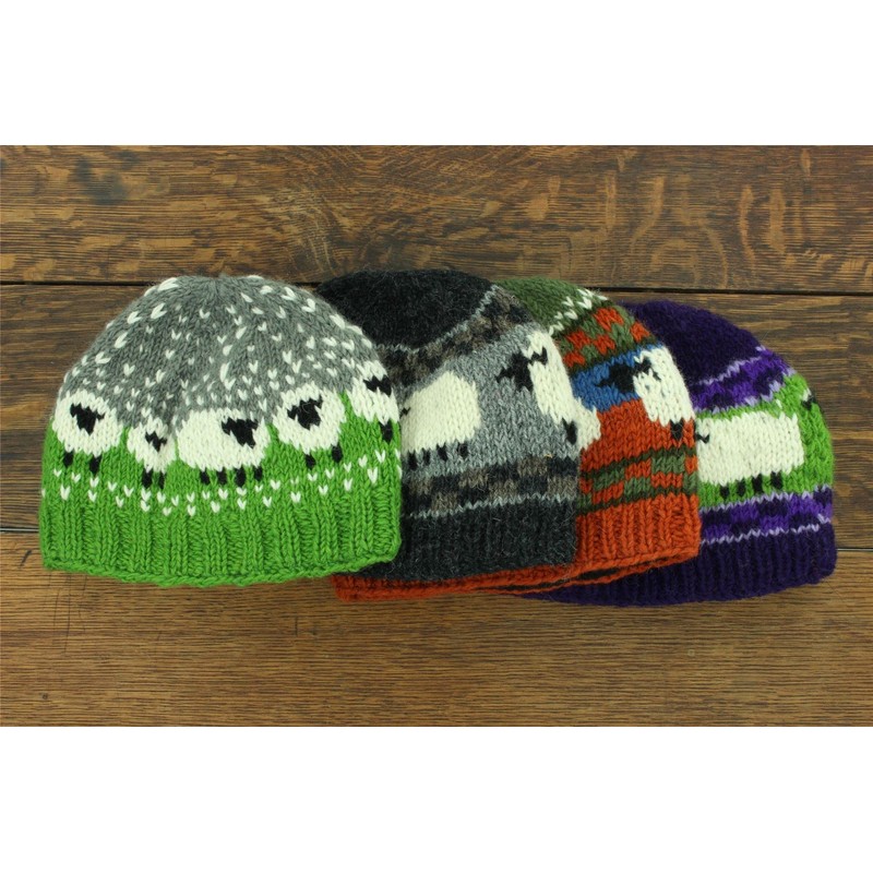 LOUDelephant Hand Knitted Wool Beanie Hat - Sheep Charcoal Grey
