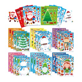 32 Sheets Christmas Stickers for Kids – Mix and Match to Create Your Own Characters with Santa, Reindeer, Christmas Trees & Snowmen! Perfect Stocking Stuffers, Party Favors & Gifts for Boys and Girls