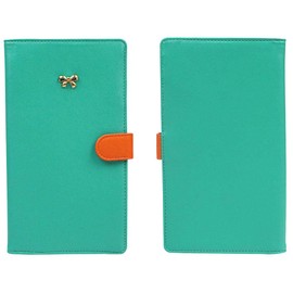 JAVOedge Travel Set: Turquoise/Orange Two Tone Color Long RFID Blocking Passport Case with 2 Matching Luggage Tags