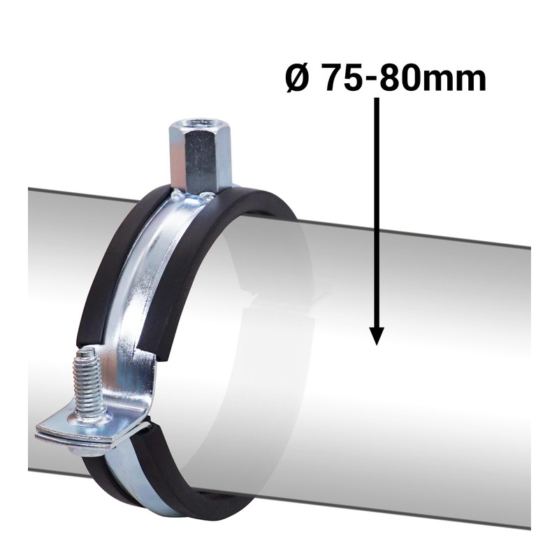 SKIR'CO Pipe Clamps with Rubber Coating for 75-80 mm Pipes,