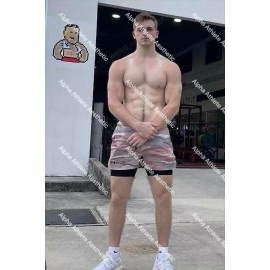 Shirtless Male Defined Abs Posing Outside Gym Tank Top Tan Line 4x6 Photo #13