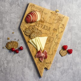 Totally Bamboo Destination Nevada State Shaped Serving and Cutting Board, Includes Hang Tie for Wall Display