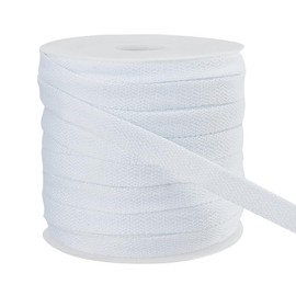 BENECREAT 27 Yards Flat Drawstring Rope Replacement, 8.7mm Wide White Soft Drawstring Cotton Draw Cord with 1pc Plastic Spool, for Coats, Pants, Shorts