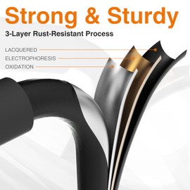 3 Step Ladder, Protable Steel Folding Stool with Wide Anti-Slip Pedal, 500lbs Sturdy Steel Ladder, Black