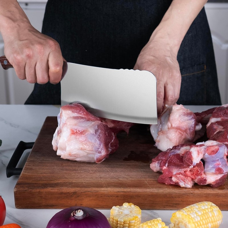 Professional Meat Cleaver Knife, 7 Inch Butcher Knife, Heavy Duty