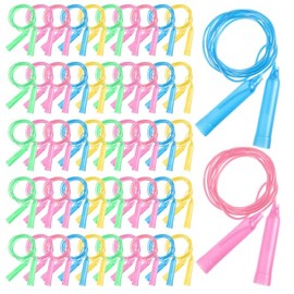 50pcs Colorful Jump Ropes Bulk Adjustable Skipping Ropes Outdoor Jump Rope Colored Bright PVC Jumping Rope for Outdoor Fitness Play Party Favor Birthd