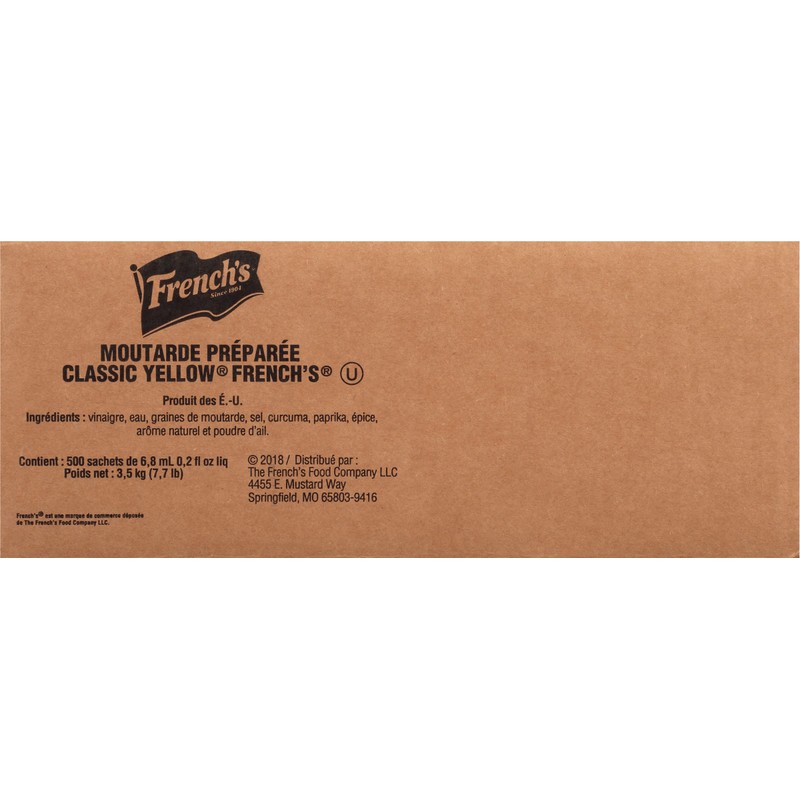 French's Classic Yellow Mustard Packets, 500 count - One 500