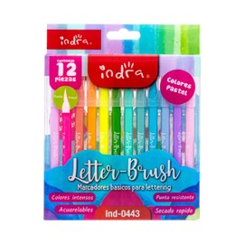 INDRA IND-0443 MARCADORES LETTERBRUSH 12 PIEZAS COLORES PASTEL