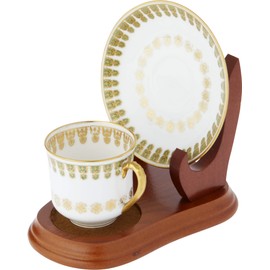 Bard's Elevated Saucer Walnut Cup & Saucer Stand, 4" H x 4.25" W x 6" D