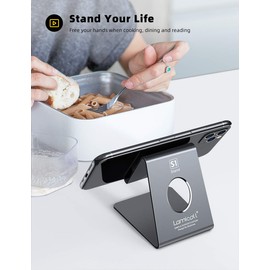 Lamicall Cell Phone Stand, Phone Dock : Cradle, Holder, Stand, Compatible with Phone 12 Mini 11 Pro Xs Xs Max Xr X 8 7 6 6s Plus 5 5s 5c All Android Smartphone Charging, Accessories Desk - Gray