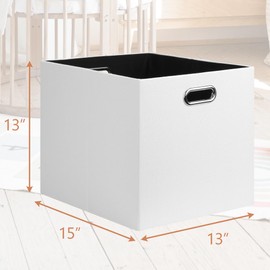 Posprica 13x15x13in Collapsible Storage Bins, Fabric Foldable Cube Storage Boxes, Decorative Storage Baskets Organizer for IKEA Kallax, Shelves, Closet, Clothes, Toy, Set of 4-White