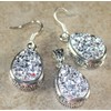 SILVER Vintage Style Shiny Silver Titanium Druzy Teardrop Pendant &