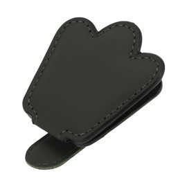 X AUTOHAUX Car Sunglasses Clip with Magnetic Universal Sun Visor Sunglasses Holder for Car Leather Green 7.5x6cm 1 Pcs