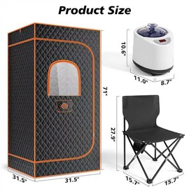 SPIEEK Portable Sauna Box, Personal Steam Sauna for Home with Steamer, Remote Control, Folding Chair and Mat, Portable Steam Sauna Tent, Home Spa for Relaxation