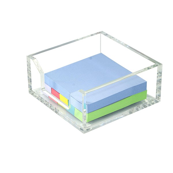 WORHE Acrylic Sticky Note Holder Clear Acrylic Meno Holder 3.94 x 3.94 for Desk Organization Office Home, Post Pop Note Dispenser for Office Accessories 1PCS (BQ200)