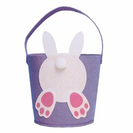 Easter Basket for Kids Easter Bunny Bucket Bag Easter Gift Bags Eggs Bag for Kids Cute Unisex design (Purple)
