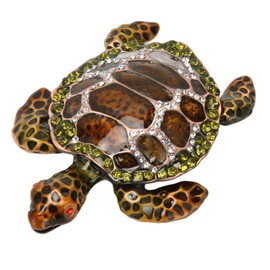 Turtle Trinket Boxes Handcrafted Hand Painted Rhinestones Hinged Trinket Boxes for Jewelry Living Room
