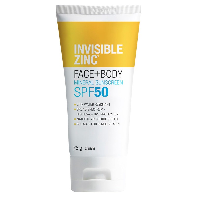 Invisible Zinc SPF50 Face and Body Sunscreen, 75g