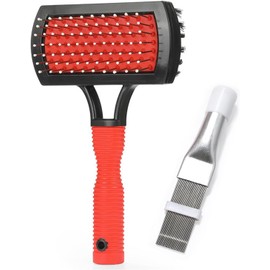 Cepillo de limpieza de bobina de evaporador de aire acondicionado, peine enderezador de aletas de bobina de condensador de CA, cepillo limpiador de HVAC (1 peine de aletas + 1 cepillo limpiador de
