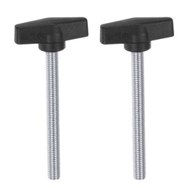 sourcing map 2pcs Tee Wing Knobs M10 x 80mm Metric Male Threaded Stud 55mm T Head Plastic Knob Handles Thumb Screws Hand Clamping Tightening Knob Grip Thumbscrew, Black