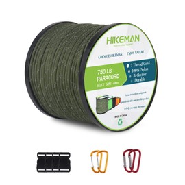 Nylon 750Lb Paracord 4mm Cord - 50m Parachute Cord with 7 Wires,Multifunction Reflective Outdoor Survival para cord(Army Green)