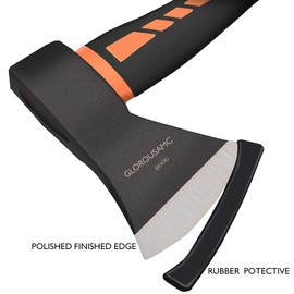 Chopping Axe, 15” Camping Outdoor Hatchet for Wood Splitting and Kindling, Forged Carbon Steel Heat Treated Hand Maul Tool