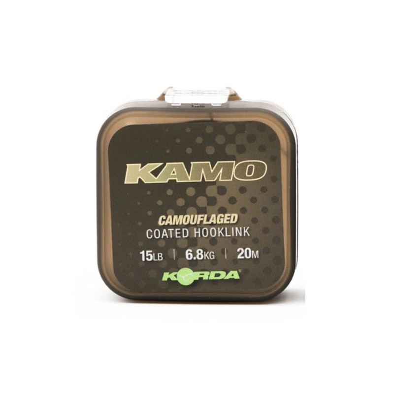 Korda Kamo Coated Hooklink, Karpfenvorfach, Camouflage, 6.8 kg, 20 m
