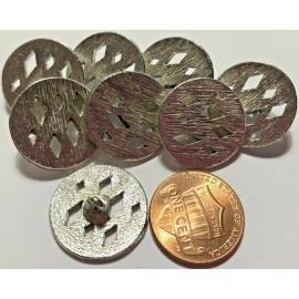 Unbranded 8 Heavy Flat Top Brushed Silver Tone Metal Shank Buttons 3/4" 19mm US Made 6811