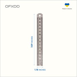 Stainless Steel Standard Rulers with Inches & Centimeters - 6 Inches (15 cm) - Pack of 2 - Metric and Imperial Solid Metal Rulers - Inch Stainless Steel Flat Rulers