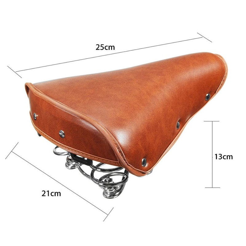 Eachbid Bicycle Saddle Universal Comfortable Brown Rivets Durable Spring Leather