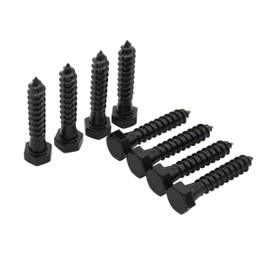 LBY 10pcs Lag Screws, 3/8" x 2" Hex Head Lag Screws Bolts (with Washers), Heavy-Duty Wood Screws for Decking & Structural Fastening, 304 Stainless Steel, (Black)